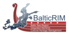 Logo showing a map of the Baltic Sea covering the front part of a Viking's boat