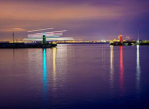 Port entrance at night | Smart Blue Regions - a project of Interreg Baltic Sea Region 