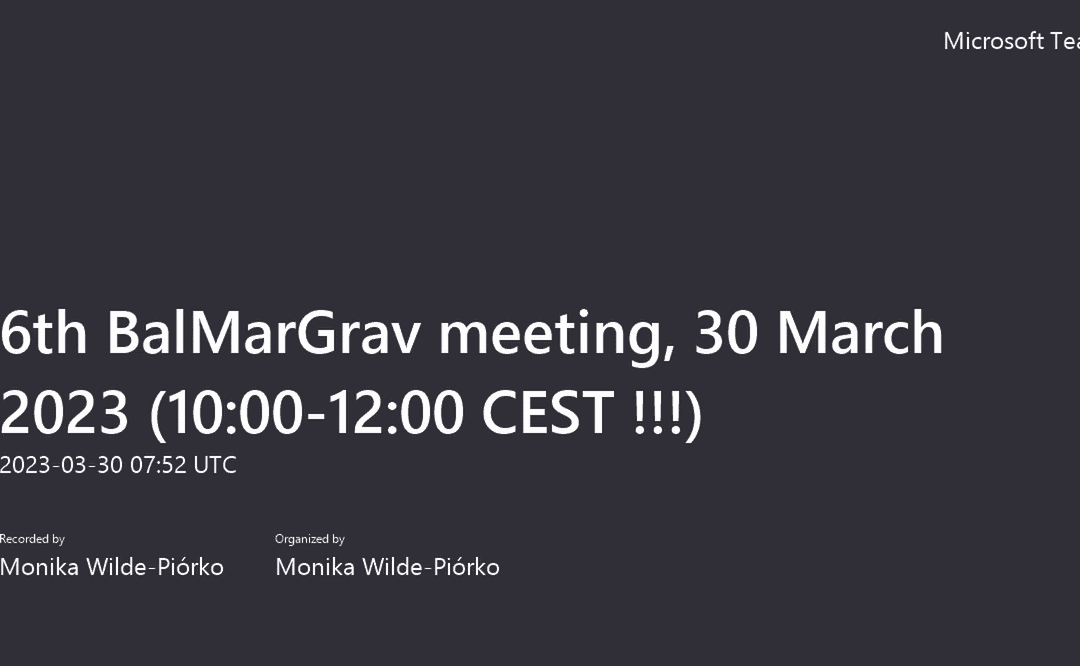 BalMarGrav: 6th on-line meeting