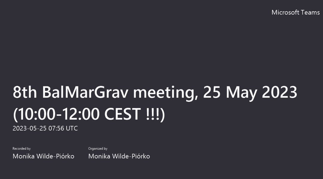 BalMarGrav: 8th on-line meeting