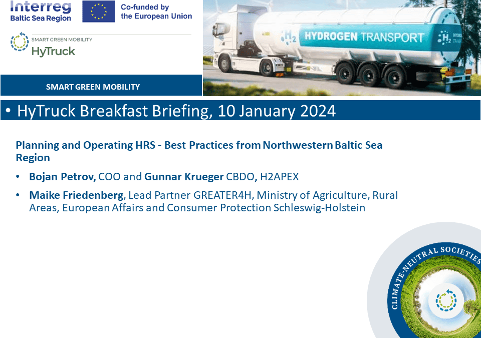 Planning and Operating HRS – Best Practices from Northwestern Baltic Sea Region