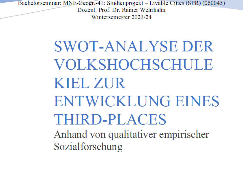 Cooperation with the Geography Department at the Christian-Albrechts-University Kiel