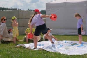 Kids playing the nature protection game.