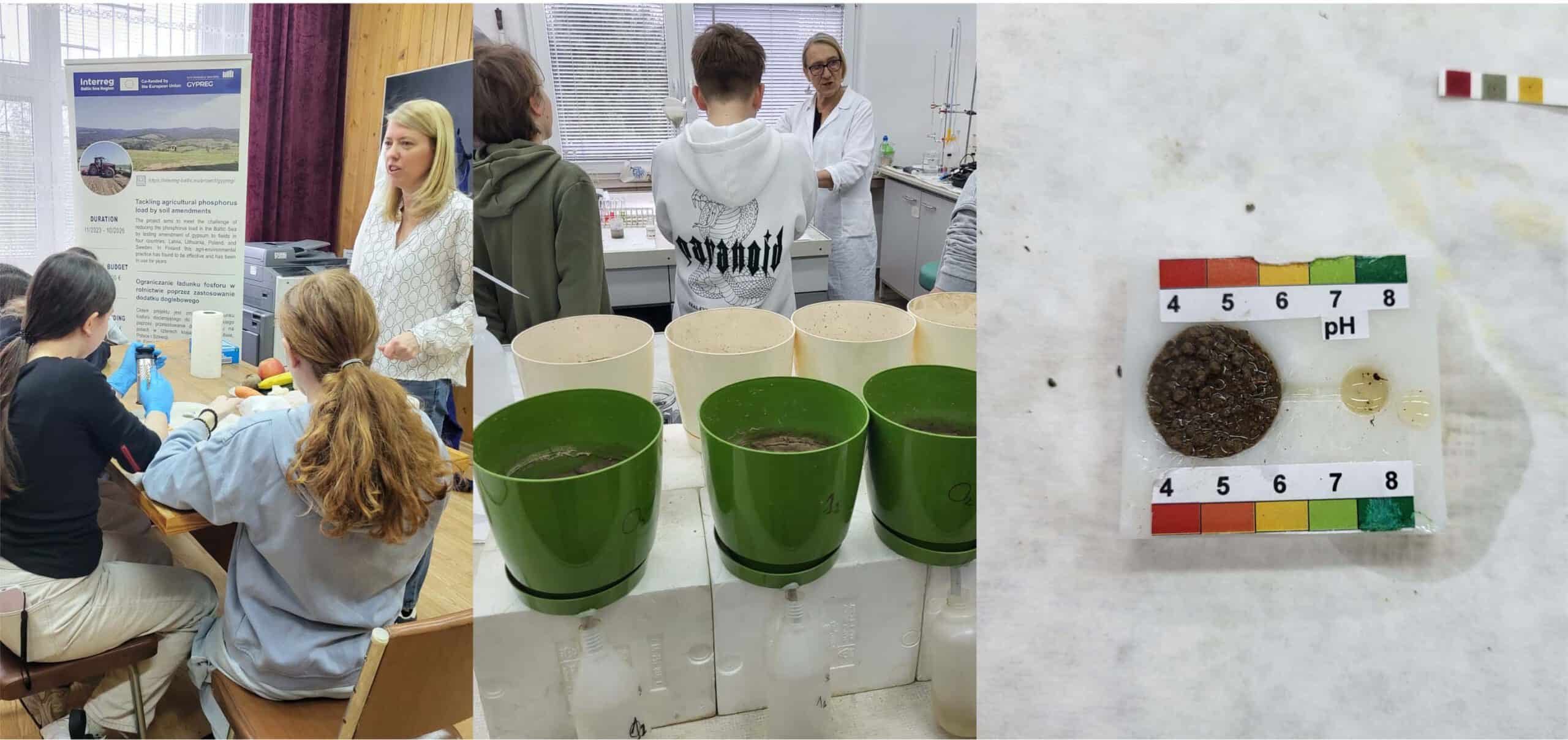 Students are doing soil experiments in lab.