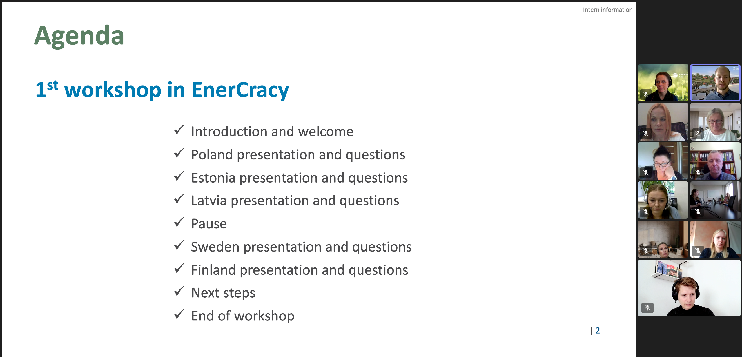 A screenshot from the workshop organised in Microsoft Teams. Eleven participants in total representing five countries of action.