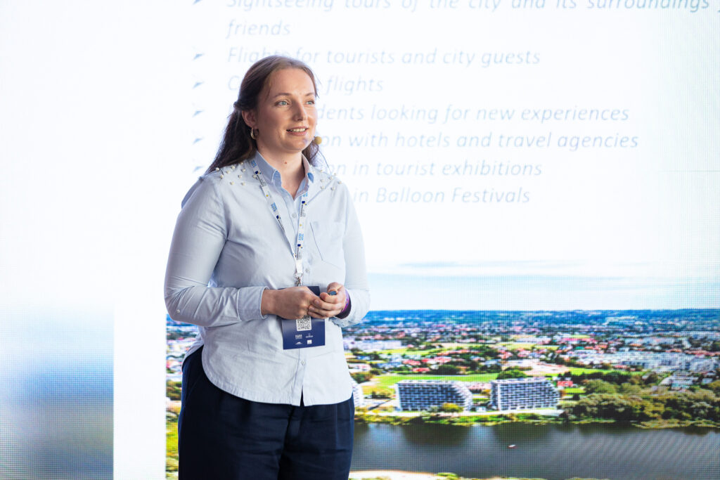 Tetyana Slobodeniuk, participant of the Polish incubation program presents her business idea during the Transnational Demo-Day hosted in Rzeszow, Poland, © Rzeszow Regional Development Agency, 2025